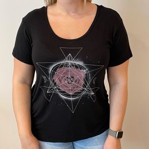 Black Floral Short Sleeve